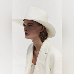 Janessa Leone Cream Wide-Brim Hat